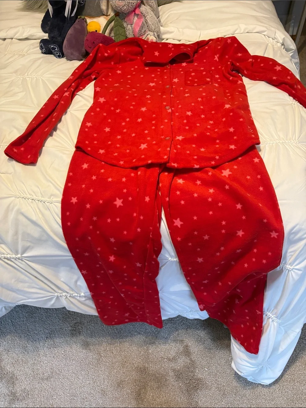 Never worn without tags Cuddl Duds Red Star Fleece Pajama Set
